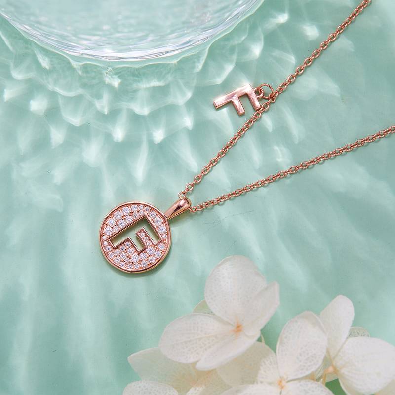 F pendant S925 silver plated rose gold Moissanite diamond light luxury letter necklace